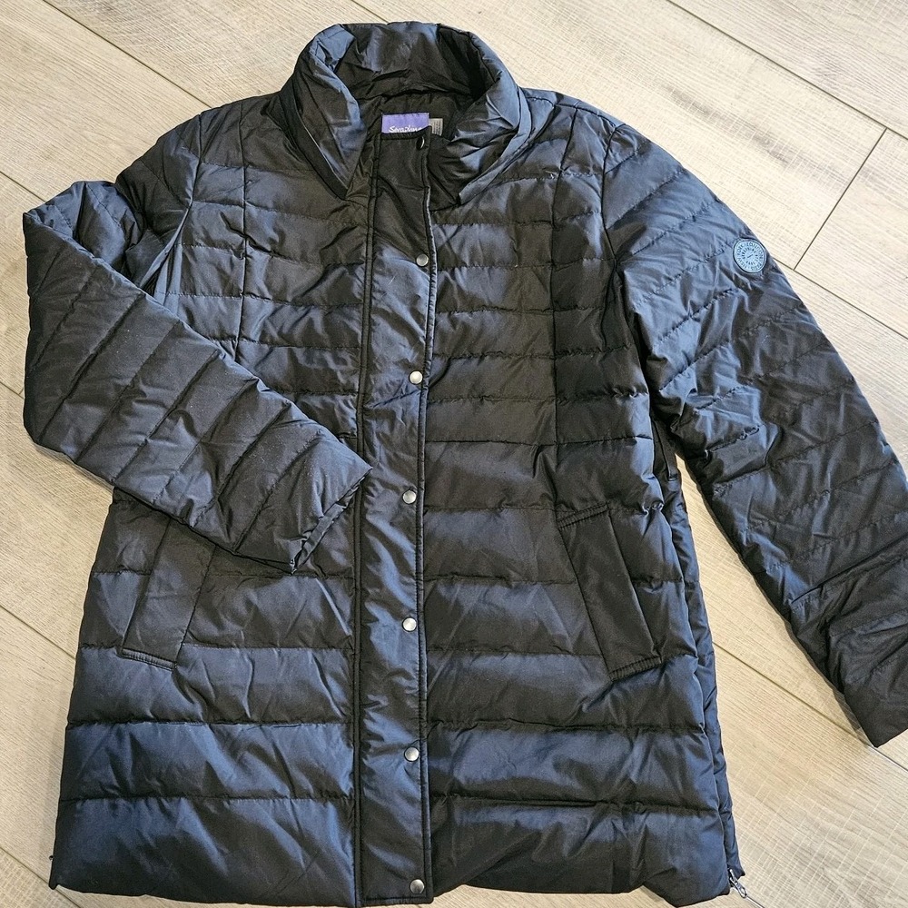 Seraphine Maternity Down Puffer Jacket Black Siz 14 Adjustable Side Zippers